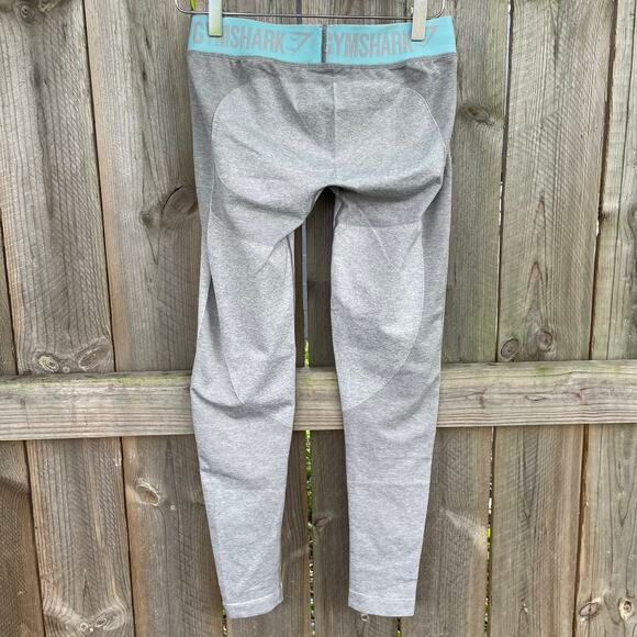Gymshark Flex High Waisted Leggings Fitted Gym Workout Pants Gray Teal Size XS - Picture 2 of 6
